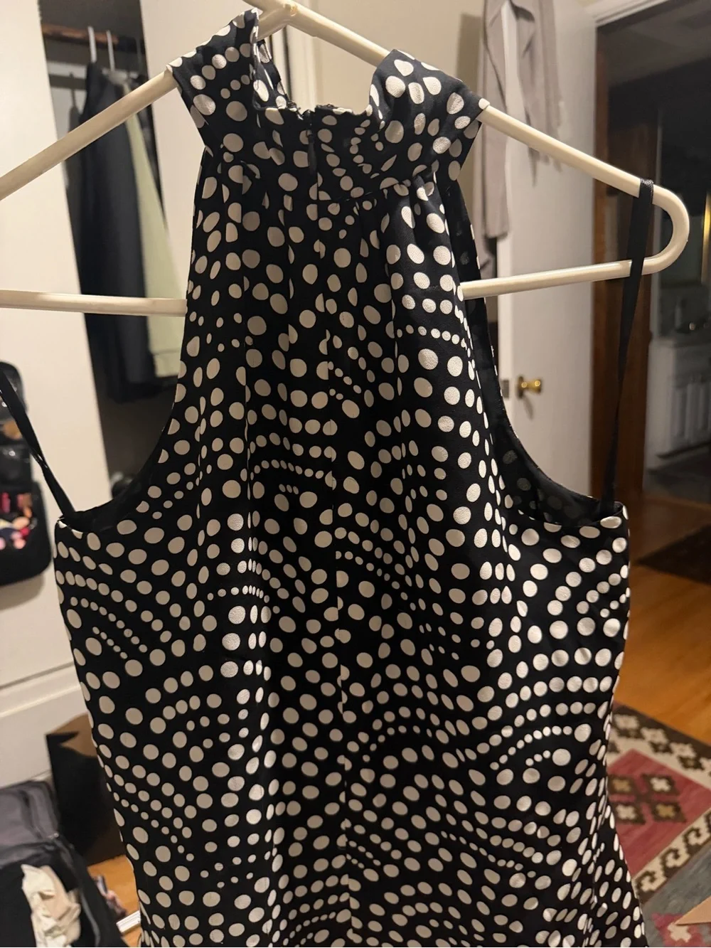 INC Polka Dot Black and White Halter Silk Top